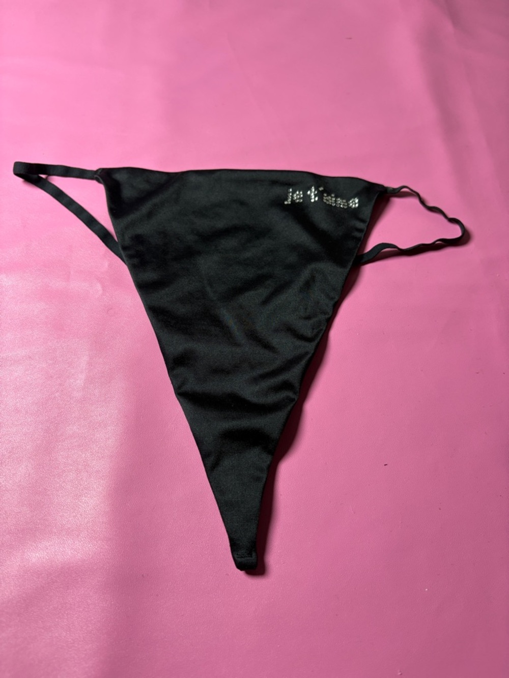 Victoria's Secret Black Rhinestone Accent Thong Bikini Bottom